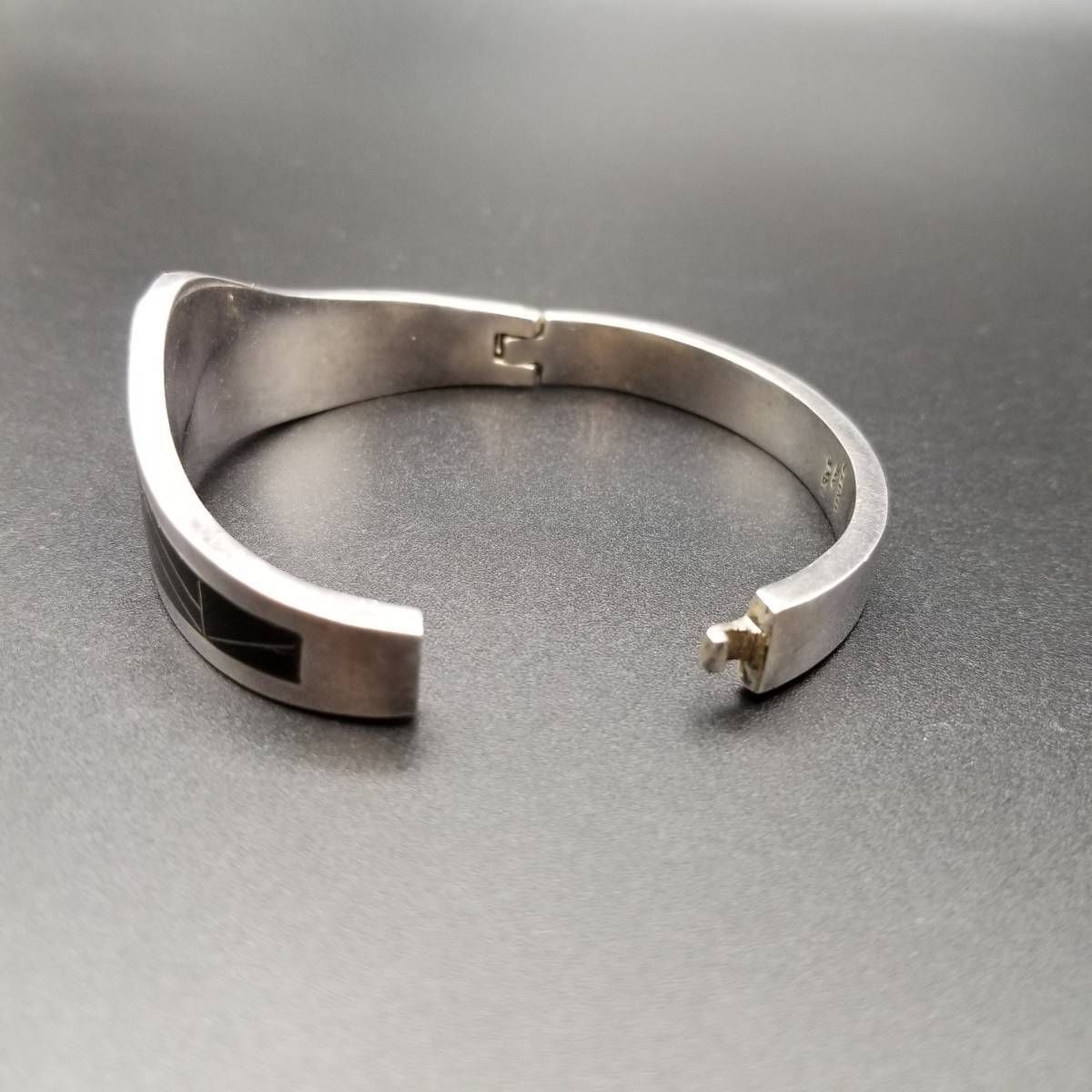 メキシコ 925 シルバー オニキス インレイ アールデコ ヴィンテージ