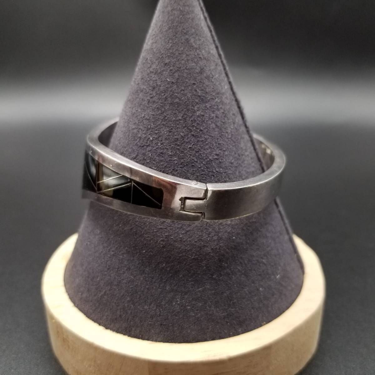 メキシコ 925 シルバー オニキス インレイ アールデコ ヴィンテージ