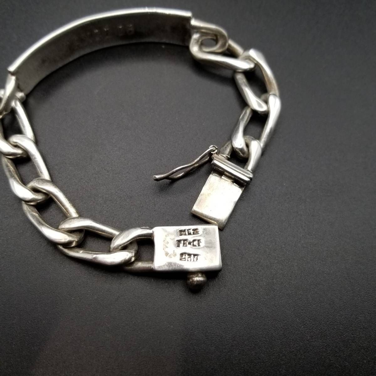 メキシコ 925 シルバー IDタグ ABE 彫金 ヴィンテージ ブレスレット