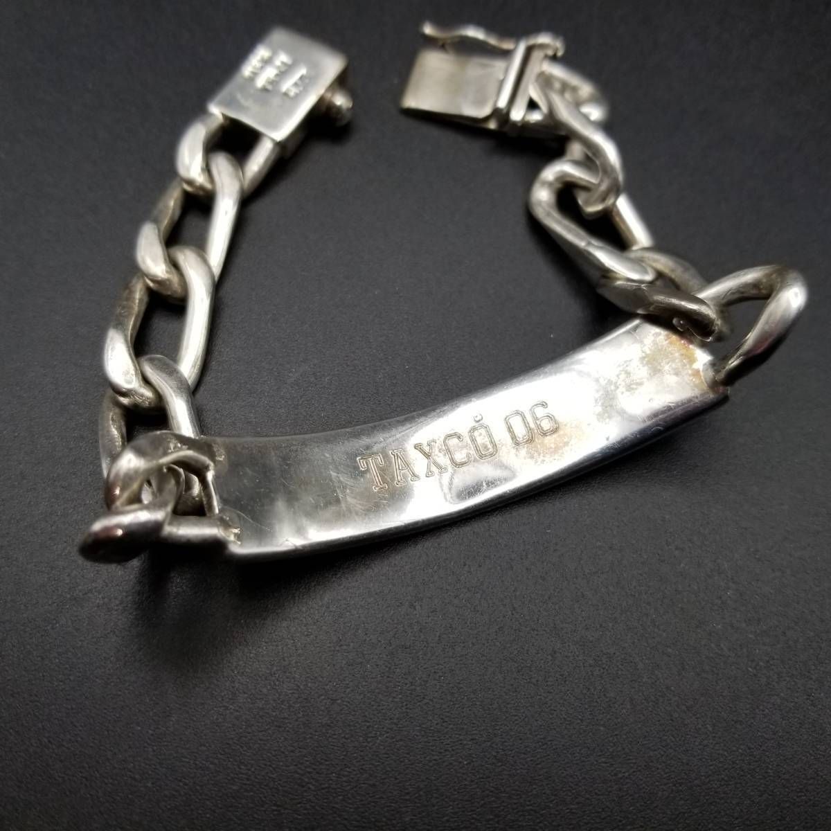 メキシコ 925 シルバー IDタグ ABE 彫金 ヴィンテージ ブレスレット