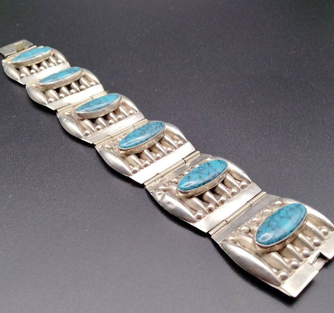 90's ALC メキシコ 925 シルバー ターコイズブルー カボション パネル