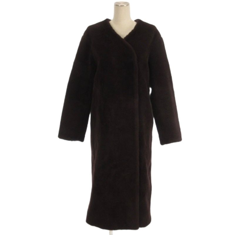 アドーア ADORE ノーカーラー ボアコート ブラウン サンプル品 □TC  