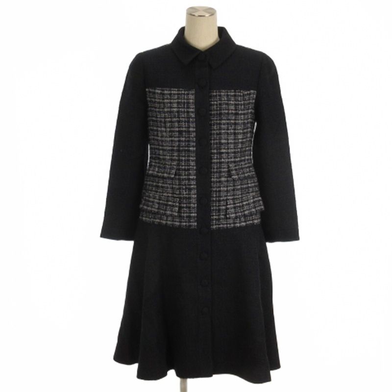 ルネ Rene ツイードコート ロング フレア ネイビー 34 □TC - メルカリ