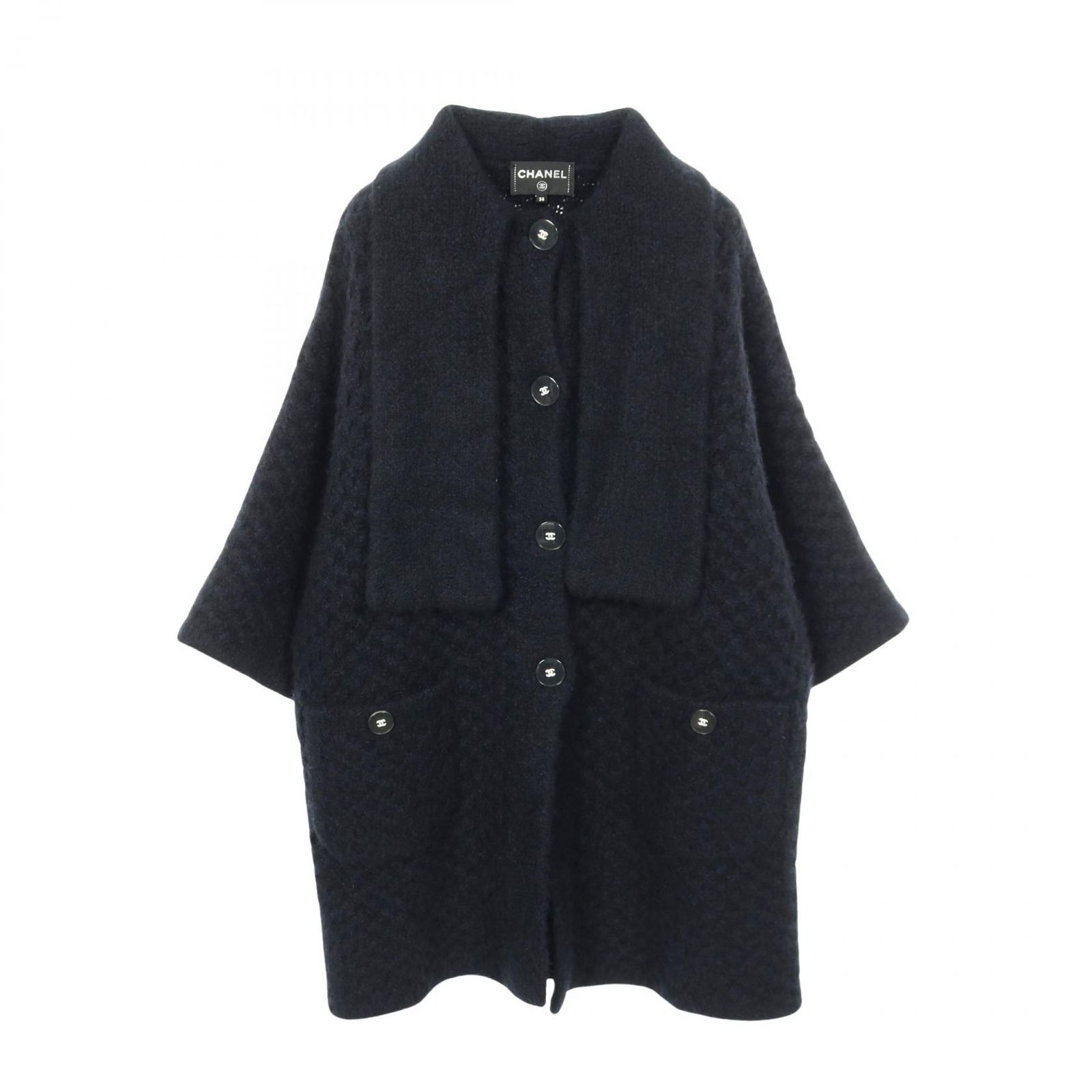 CHANEL シャネル ココボタン コート カシミヤ100% ブラック 40 CHANEL
