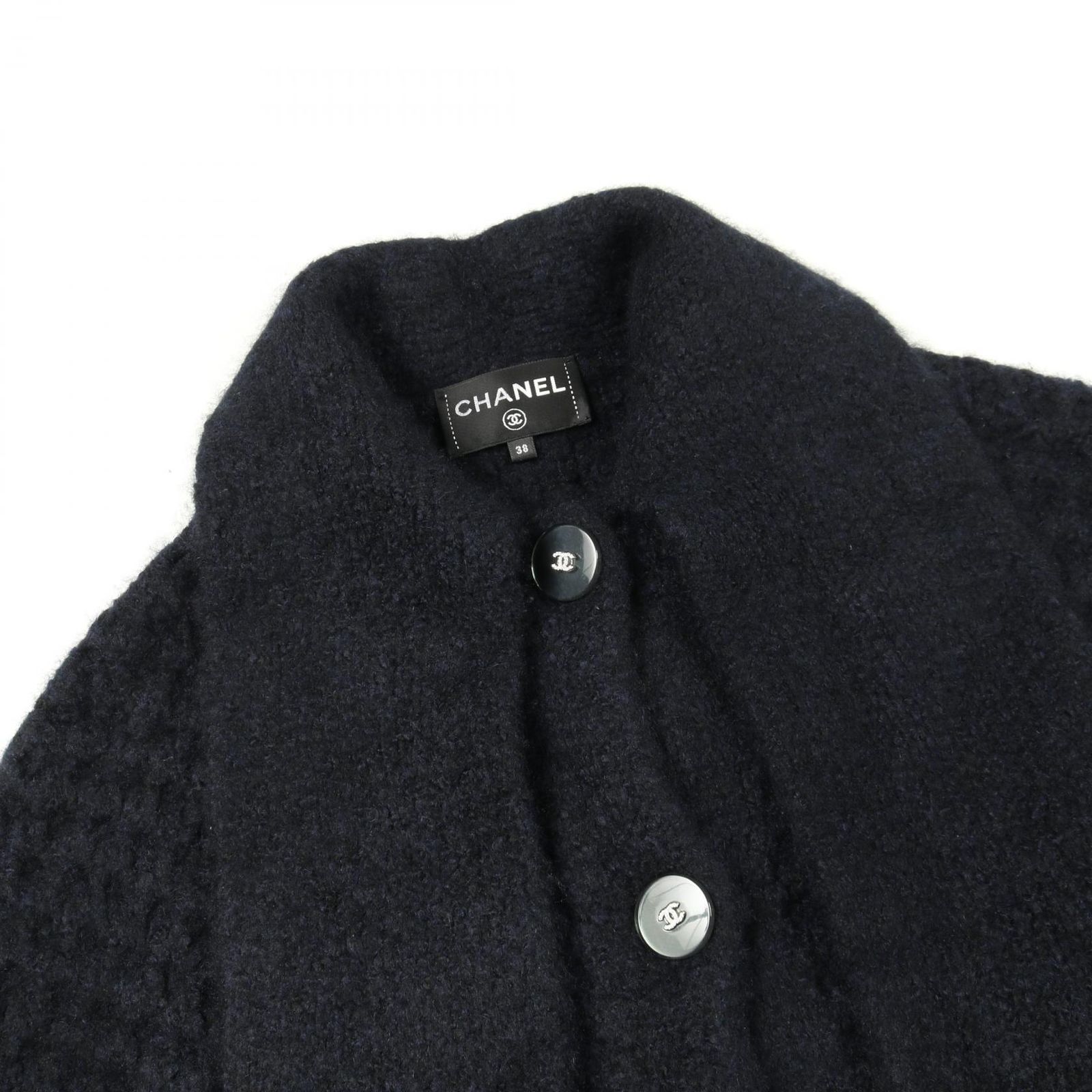 CHANEL シャネル ココボタン コート カシミヤ100% ブラック 40 CHANEL