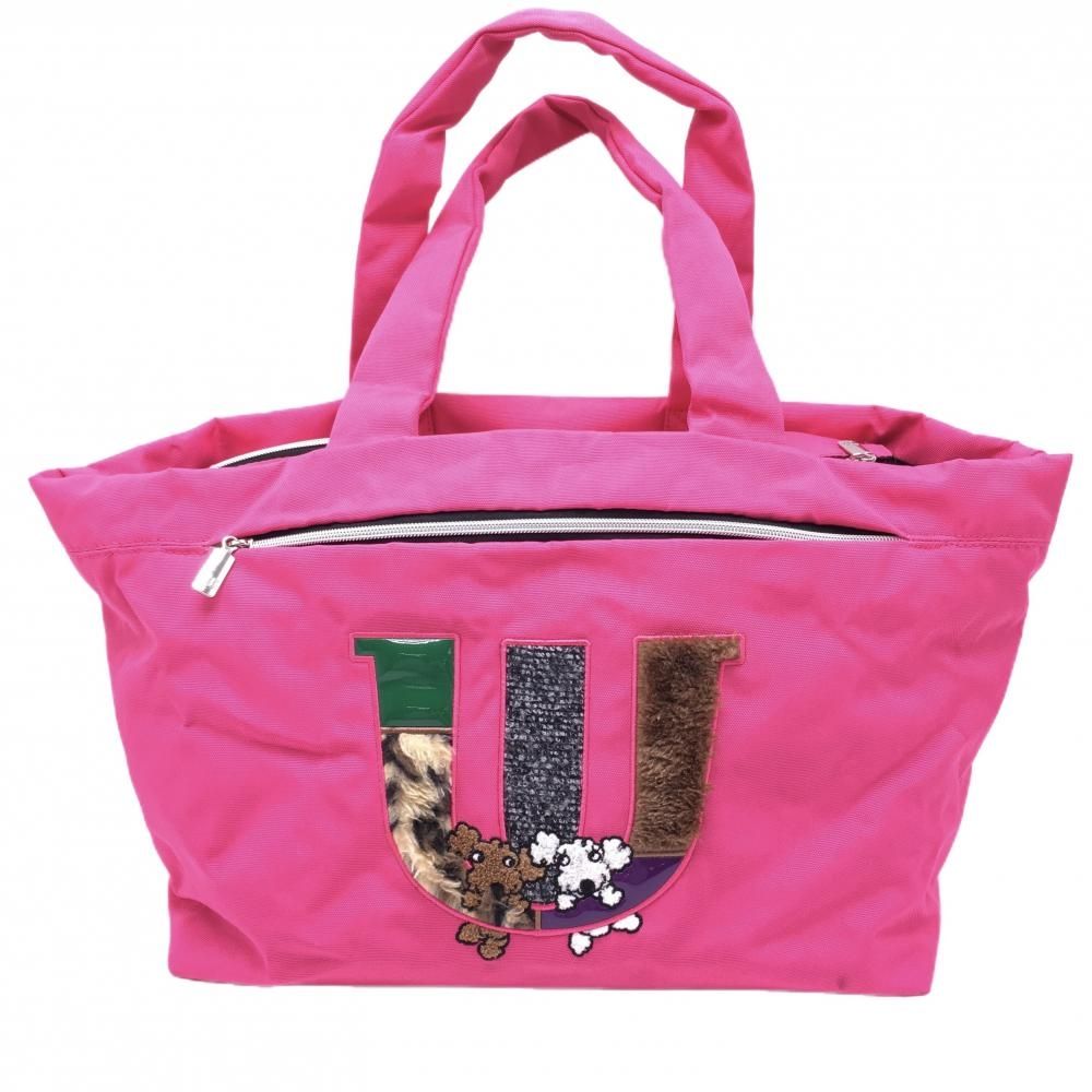 MUスポーツ ビッグトートバッグ ピンク シューズ収納可 ワッペンボア