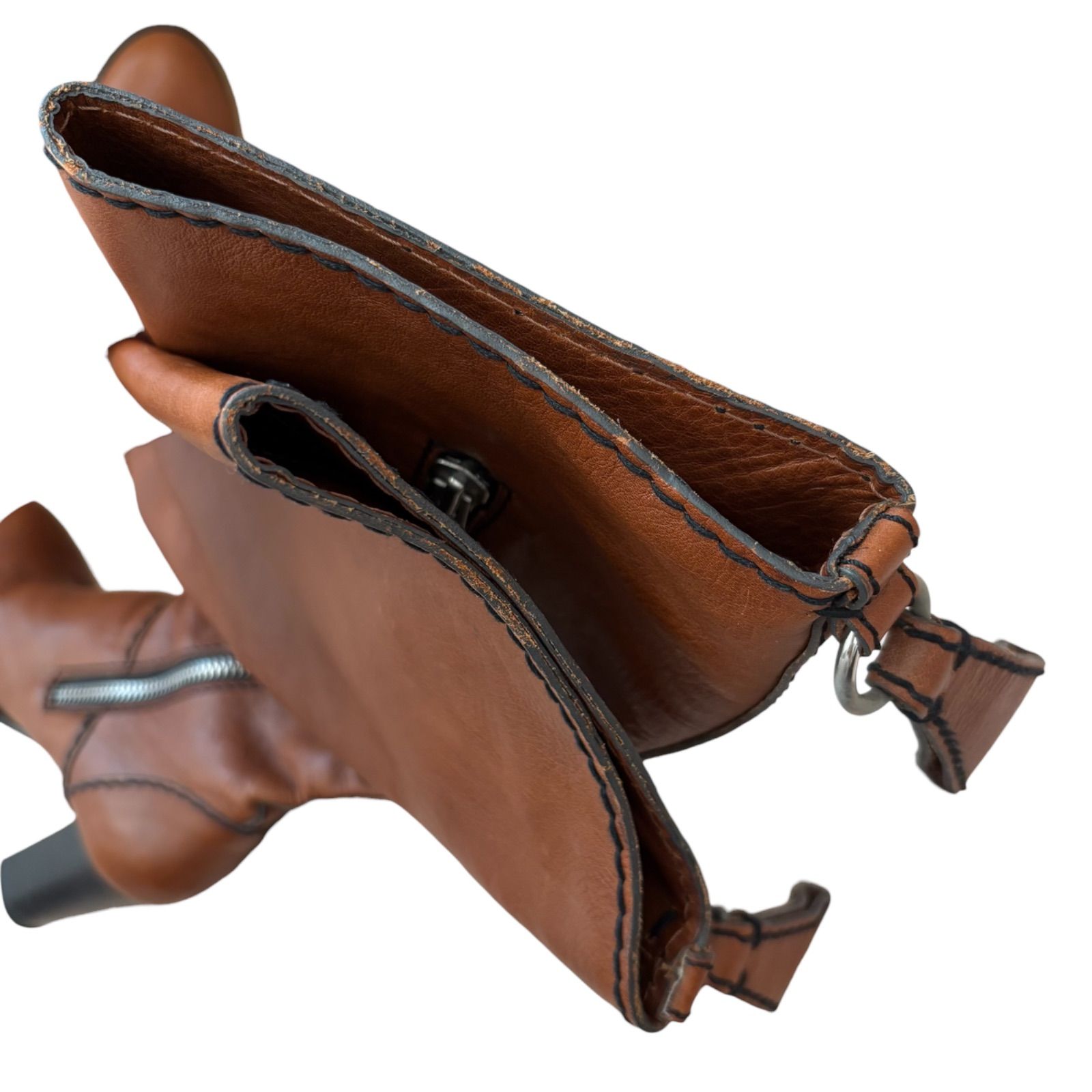 Z1734 chloe クロエ サイドジップロングブーツ レザー ブラウン 茶色