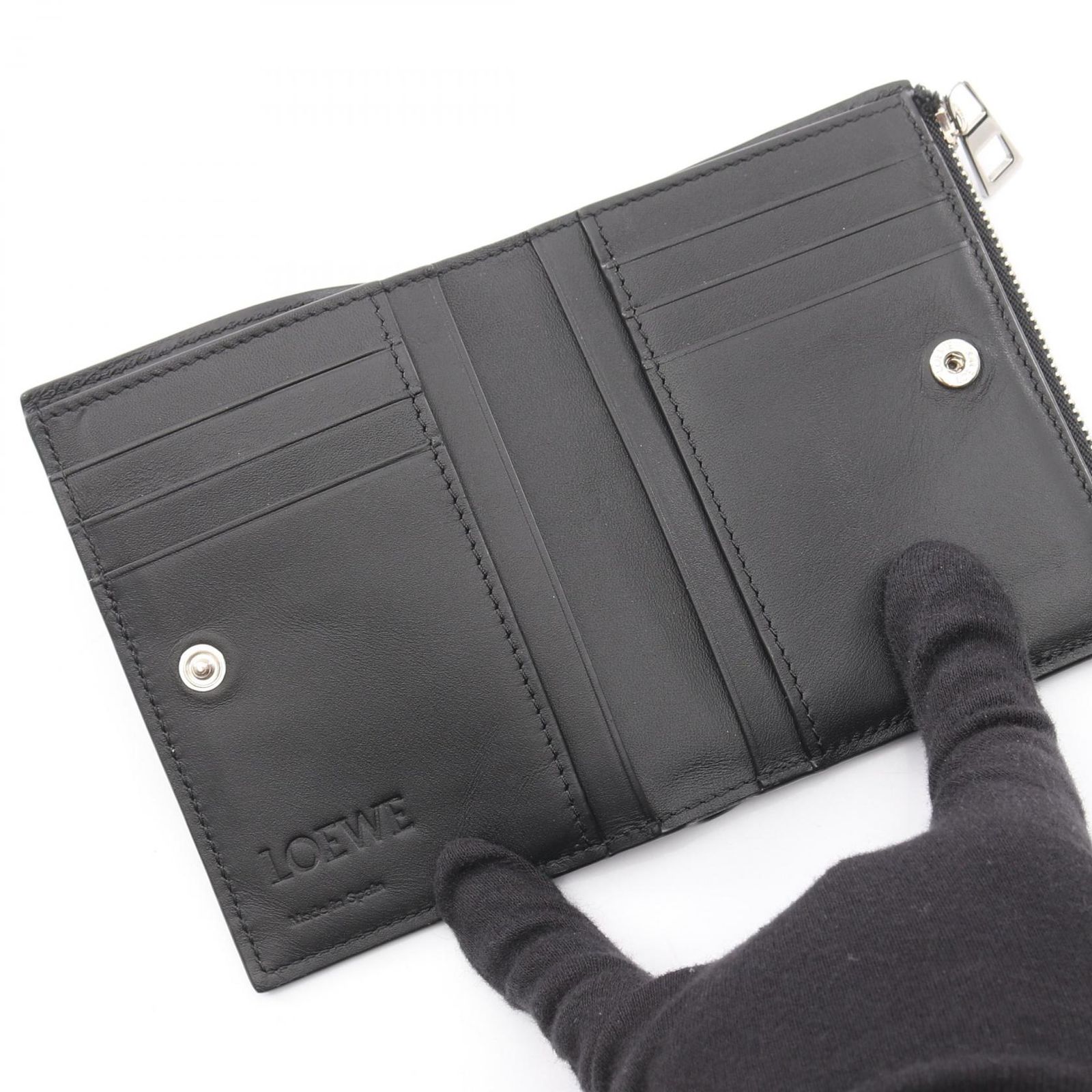 ロエベ LOEWE 二つ折り財布 スリム コンパクト ウォレット ブラック