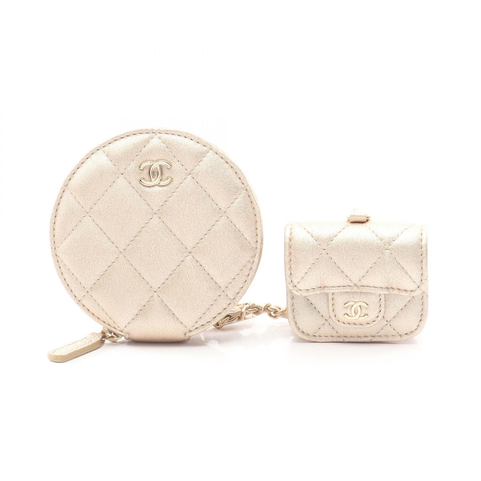 シャネル CHANEL コインケース マトラッセ AirPodsケース メタリック