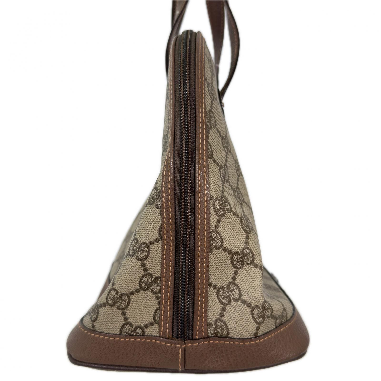 本物保証 美品 GUCCI グッチ バッグ ブラウン ベージュ ゴールド PVC