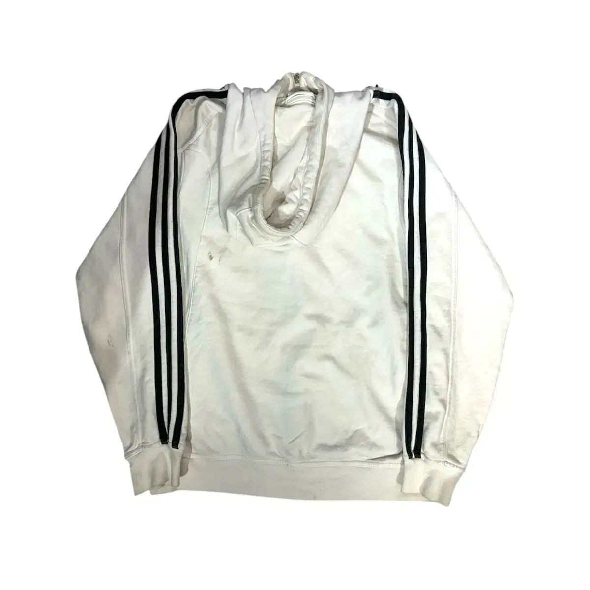 アディダス ブラック 3本線 ホワイト ジップアップ トラックジャージ L