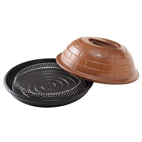 長崎県産 村の鍛冶屋 ニューセラミックス ピザ窯 26 cm レシピブック付き ガス火 直火 炭火 オーブン 電子レンジ OK アウトドアはもちろん おうちでピザ 燻製 パン 陶板焼き 焼き芋 焼魚など 温度センサー付きのガスコンロには の焼き台が m