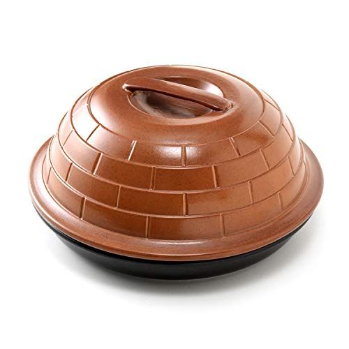 長崎県産 村の鍛冶屋 ニューセラミックス ピザ窯 26 cm レシピブック付き ガス火 直火 炭火 オーブン 電子レンジ OK アウトドアはもちろん おうちでピザ 燻製 パン 陶板焼き 焼き芋 焼魚など 温度センサー付きのガスコンロには の焼き台が m