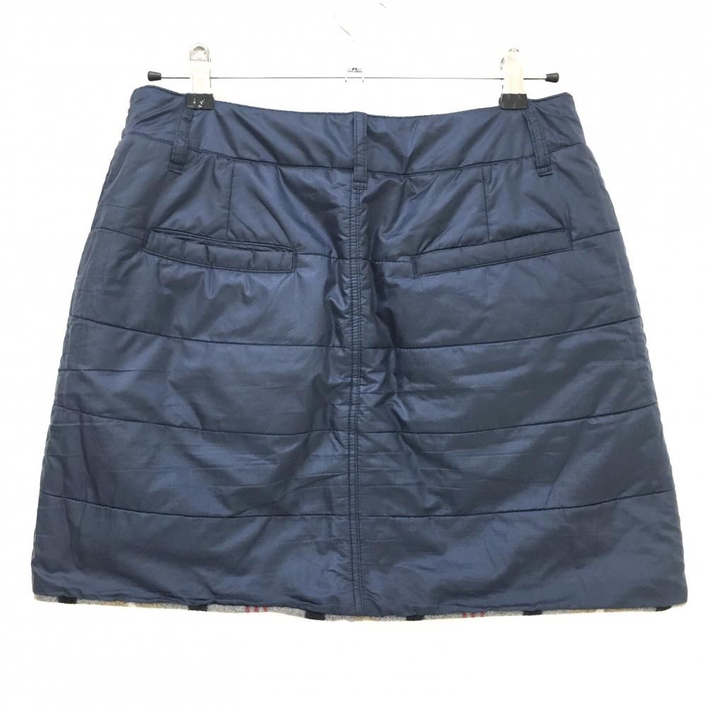 アンパスィ　リバージブルスカート アンパスィ 中綿リバーシブルスカート グレー×ネイビー ストライプ 裏