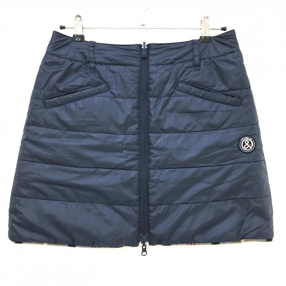 アンパスィ　リバージブルスカート アンパスィ 中綿リバーシブルスカート グレー×ネイビー ストライプ 裏