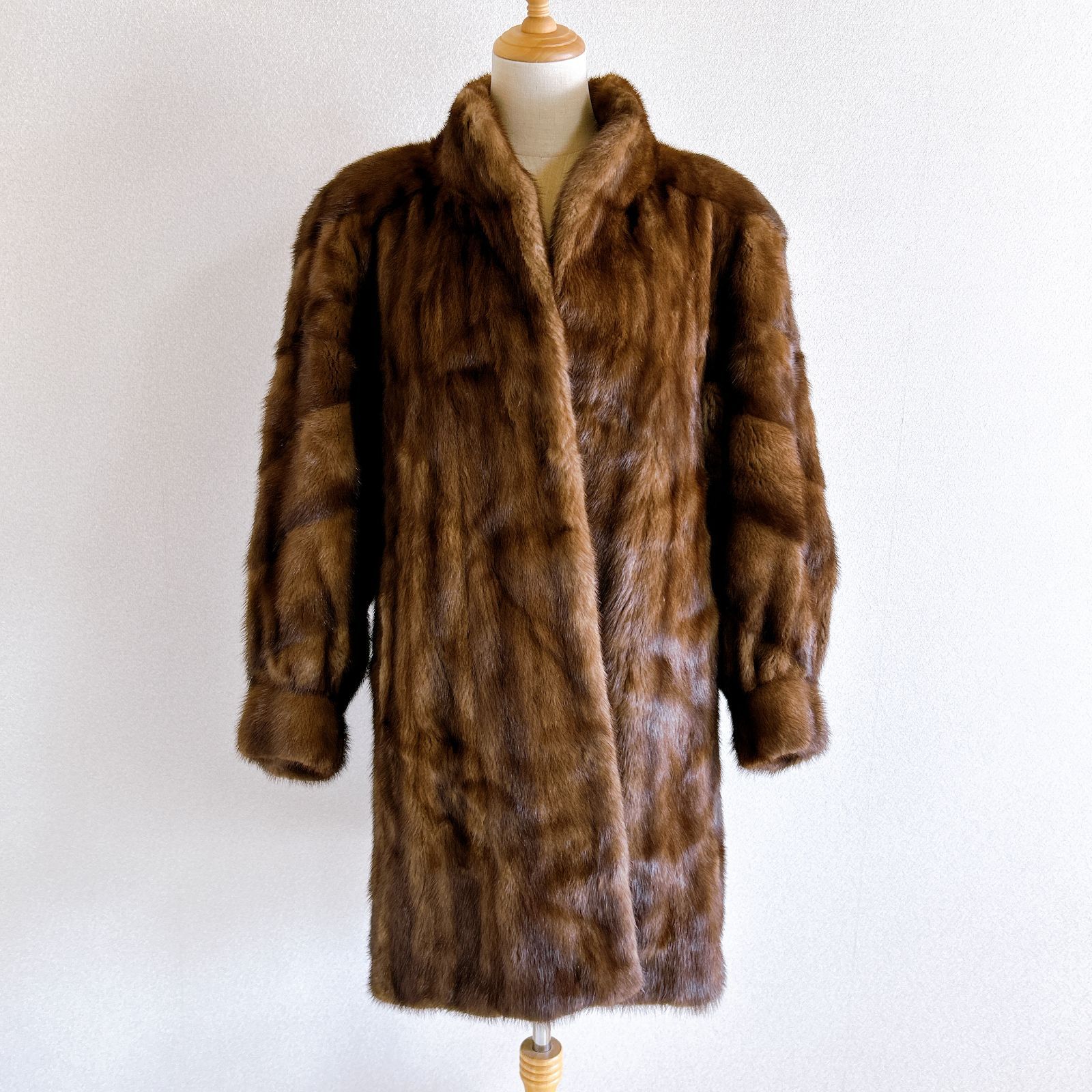 ミンク 毛皮 コート ロング ロングコート ブラウン 15号 レディース