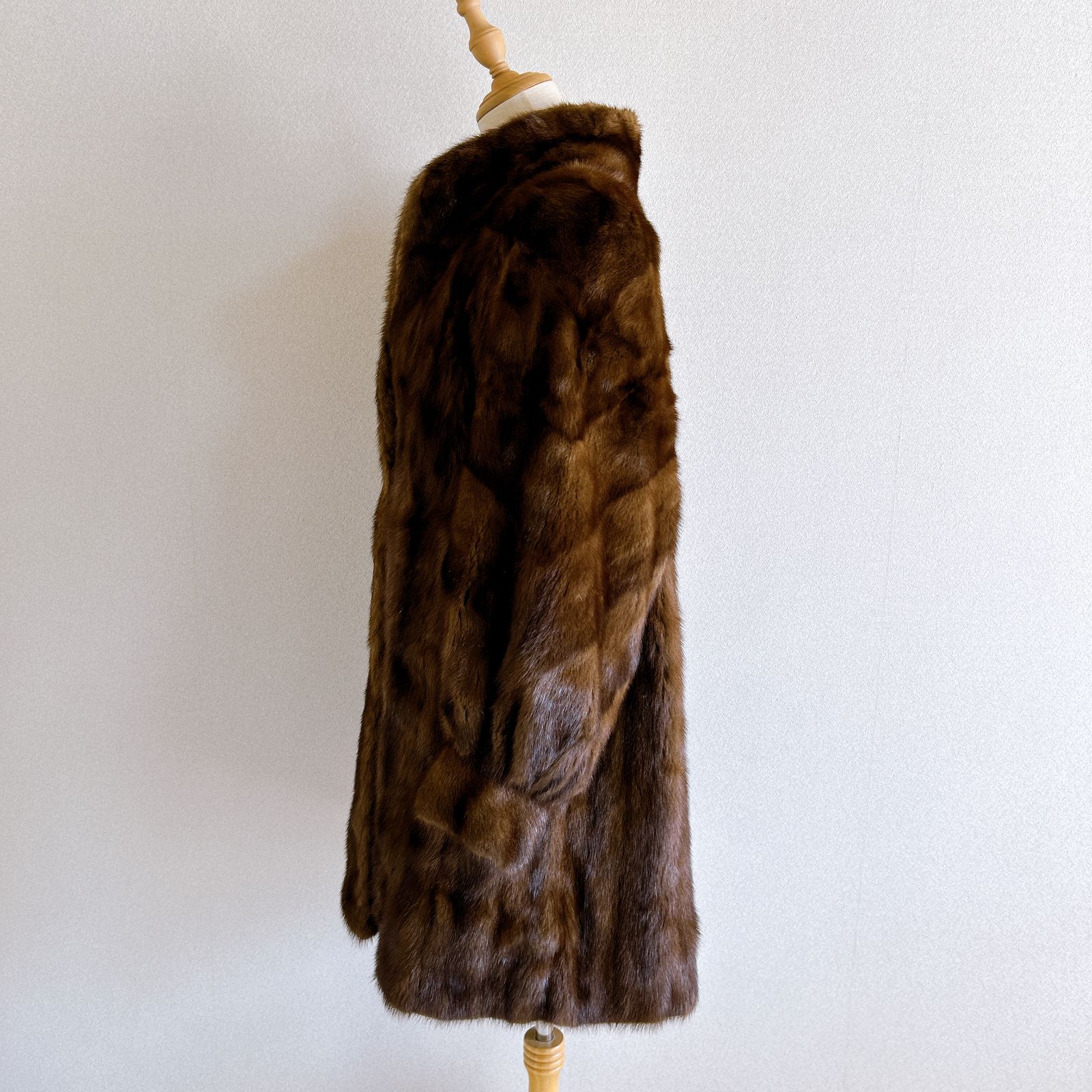 ミンク 毛皮 コート ロング ロングコート ブラウン 15号 レディース