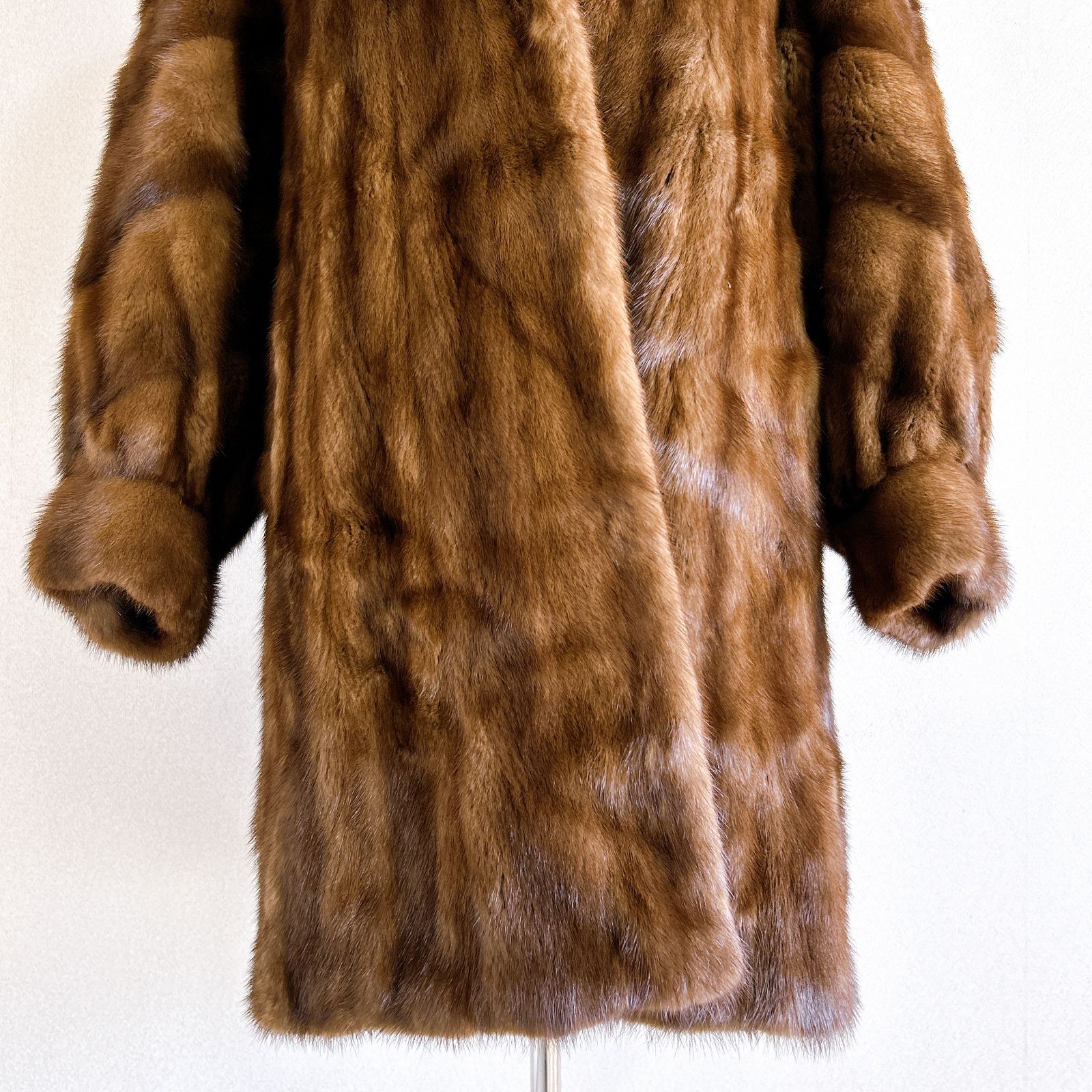 ミンク 毛皮 コート ロング ロングコート ブラウン 15号 レディース