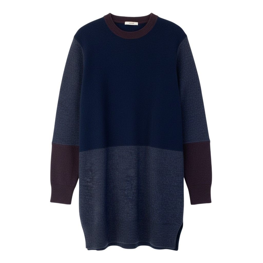 85a16 【美品】 CELINE セリーヌ 切替ニットワンピース 膝丈 ウール