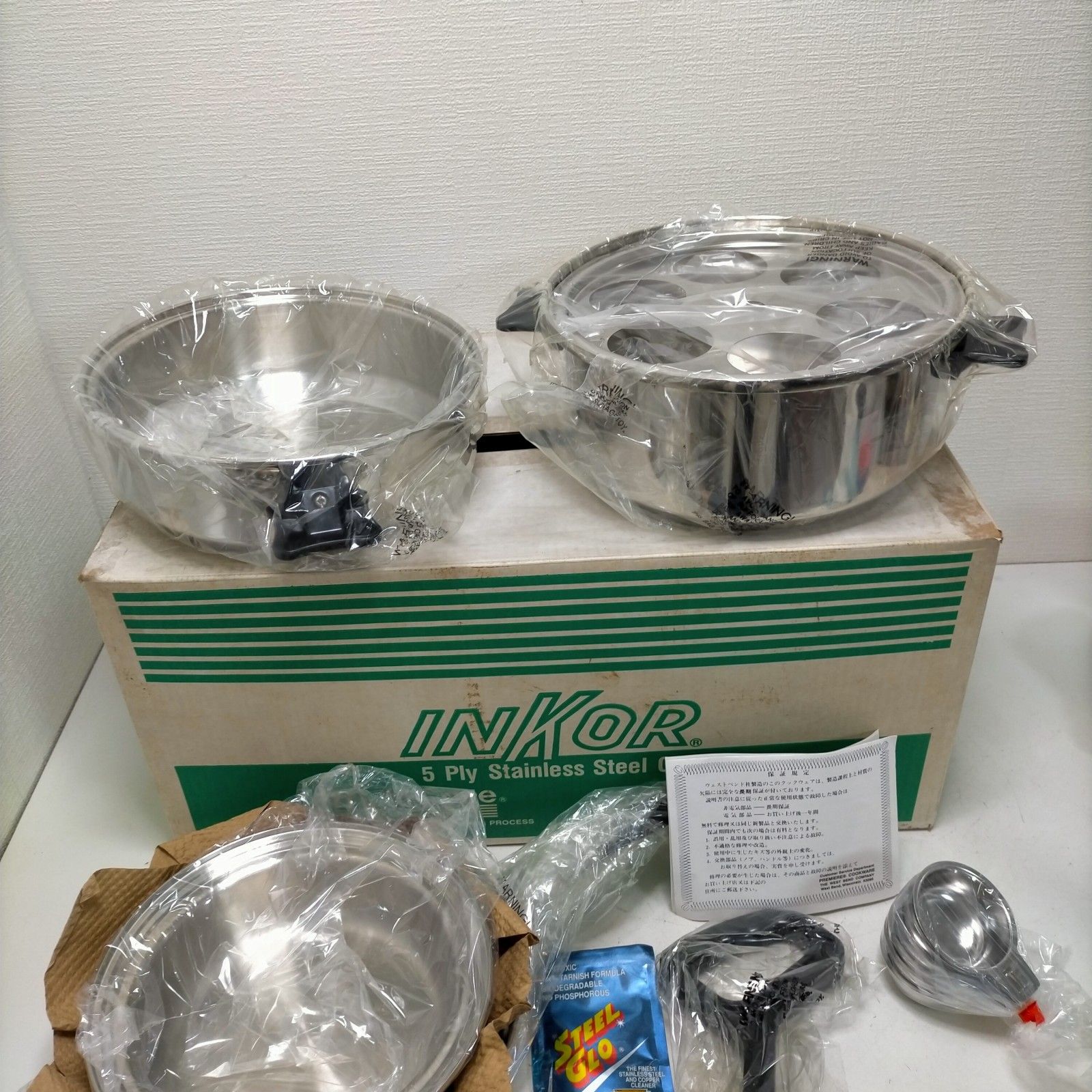 inkor インコア　ダッチオーブン　フライパンステンレス鍋2個セットIH非対応 美品】ウエストベンド社INKORインコア ダッチオーブン両手鍋セット