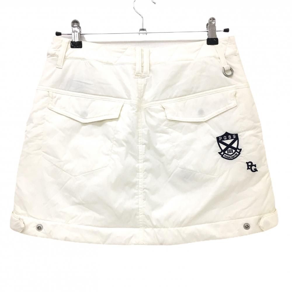 パーリーゲイツ 中綿カーゴスカート 白×ネイビー ロゴ刺しゅう