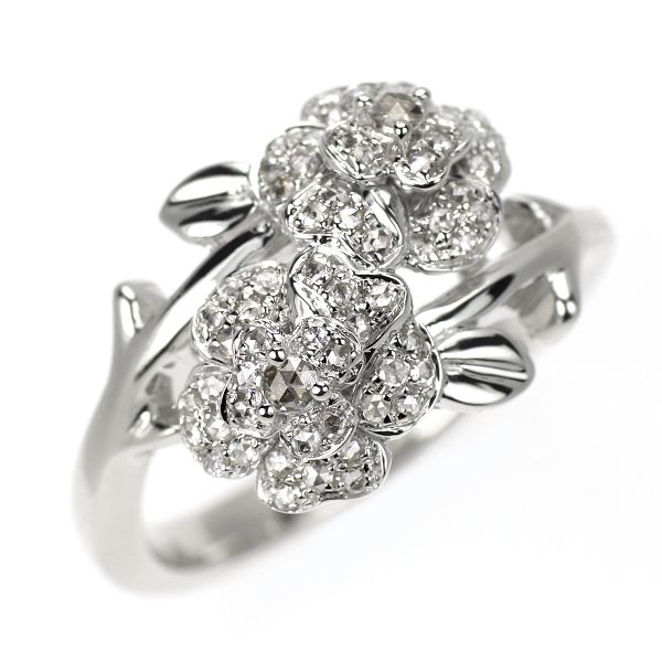 GSTV K18WG ローズカット ダイヤモンド リング 0.25ct フラワー - メルカリ