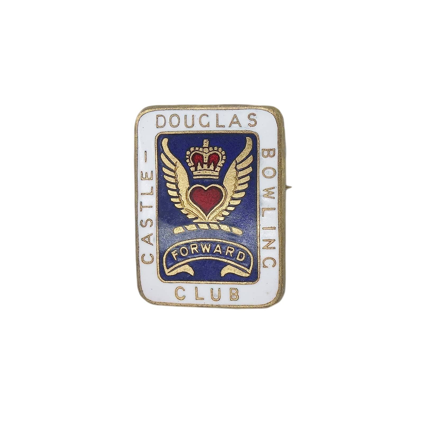 British England Thomas FATTORINI Vintage Brooch Crown Wings Heart Bowling Club Bowling Club Bowling Lawn Bowls Retro Pin Badge Pin Badge Brooch-7675