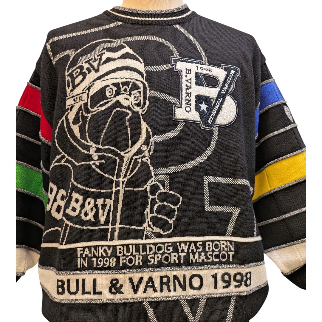 BARNI VARNO／バーニヴァーノ】 ブルドッグ クルーセーター ブラック L