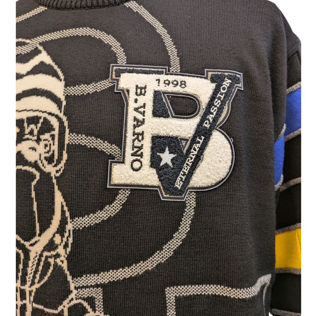 BARNI VARNO／バーニヴァーノ】 ブルドッグ クルーセーター ブラック L