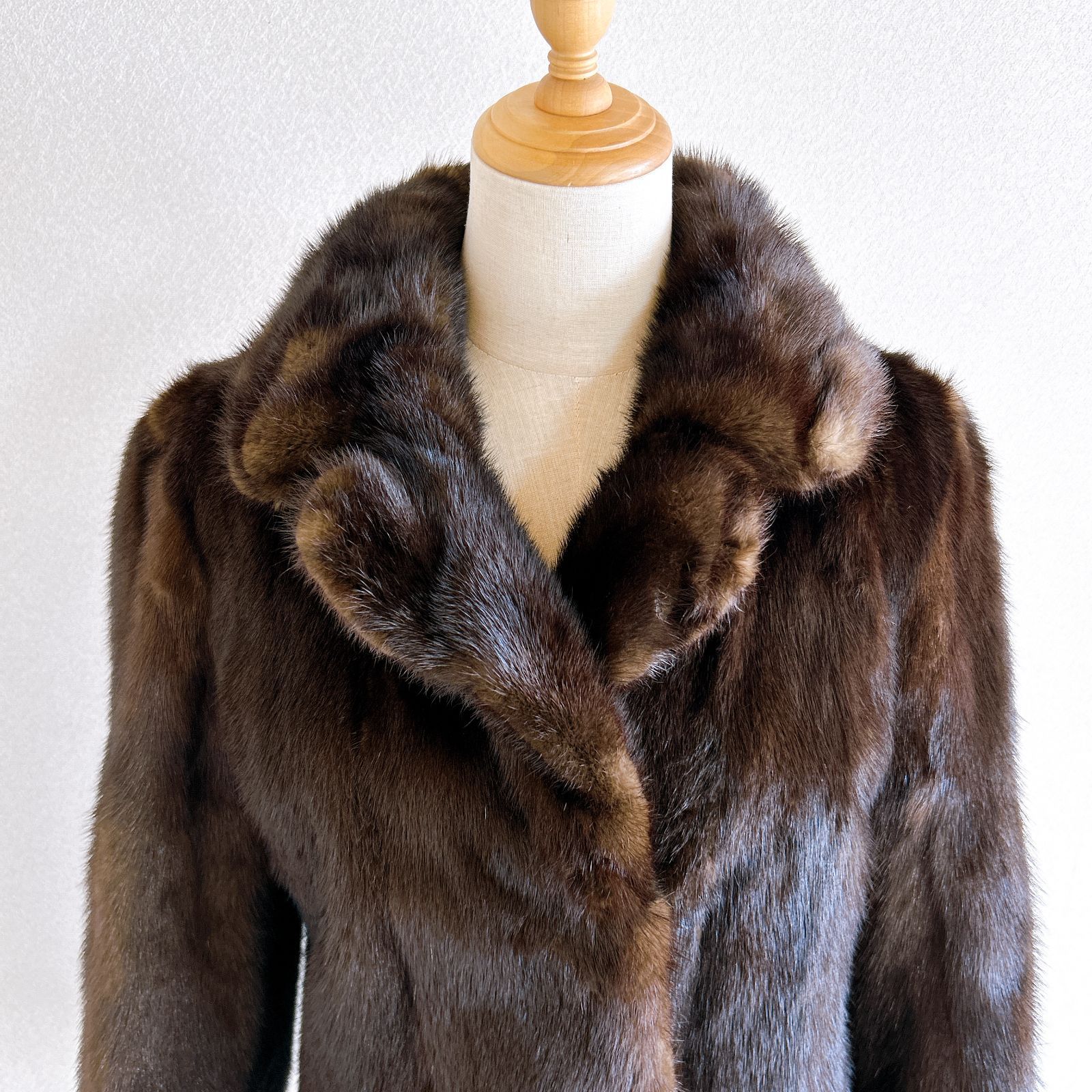 ミンク 毛皮 コート 岐阜毛皮 13号 ネーム入り レディース ブラウン
