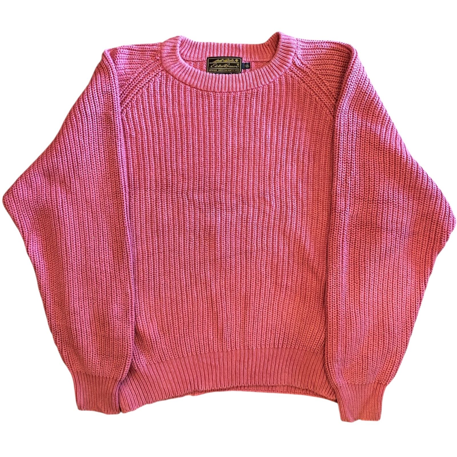 90s】Eddie Bauer コットンニット セーター ピンク Size M（実寸L相当