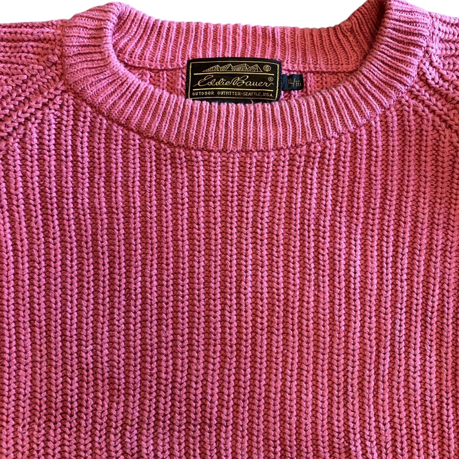 90s】Eddie Bauer コットンニット セーター ピンク Size M（実寸L相当