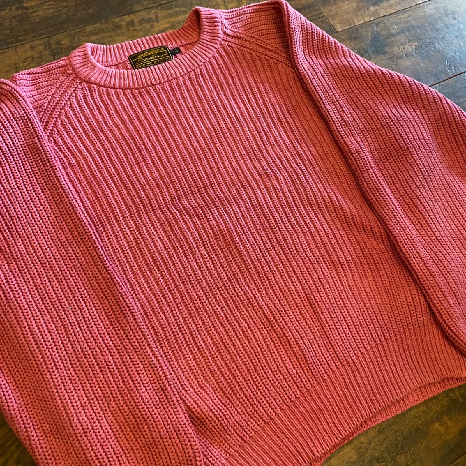 90s】Eddie Bauer コットンニット セーター ピンク Size M（実寸L相当