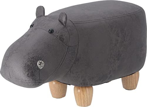 不二貿易 アニマルスツール 幅50 奥行33 高さ27 cm カバ 耐荷重80 kg オットマン 16744 ダークグレーpo 2770 f 51 c