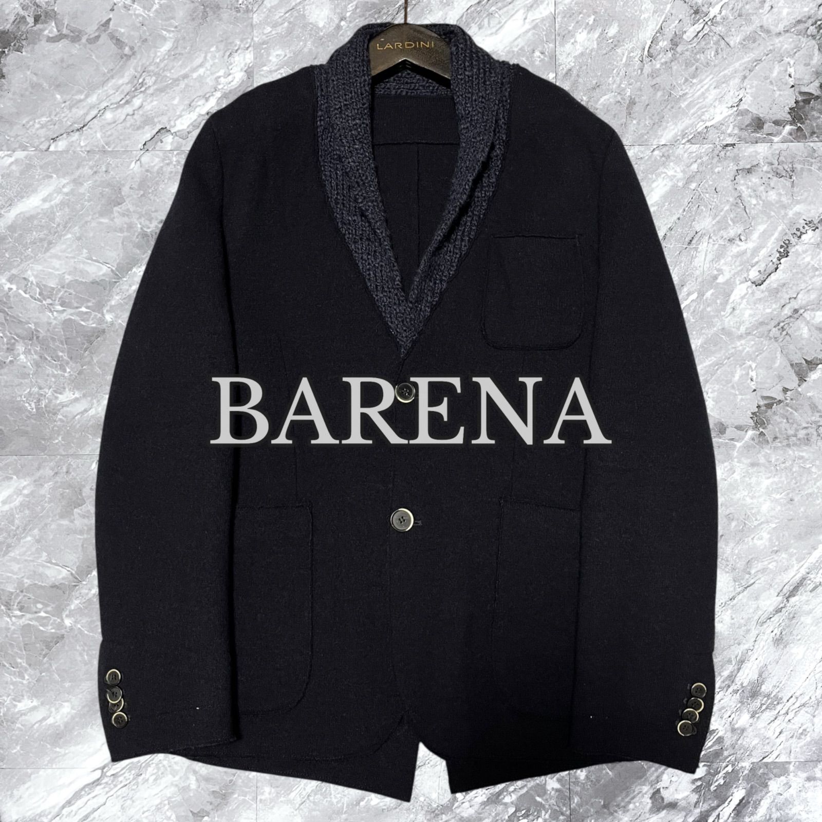 メンズ 美品 BARENA ヴェネツィア シルク混 ウールニット テーラード