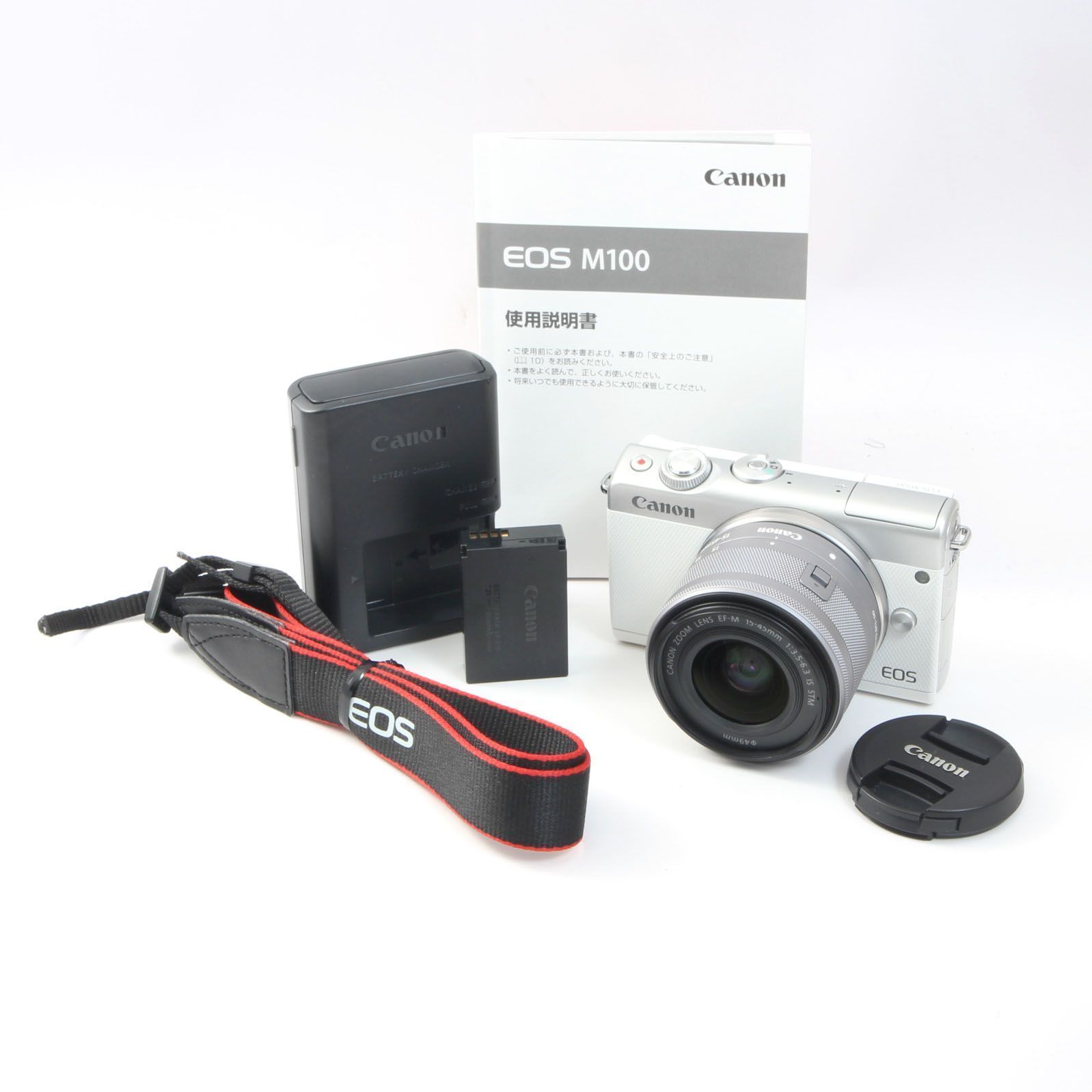 Canon キャノン EOS M100 + EF-M 15-45mm IS STM ホワイト レンズ 