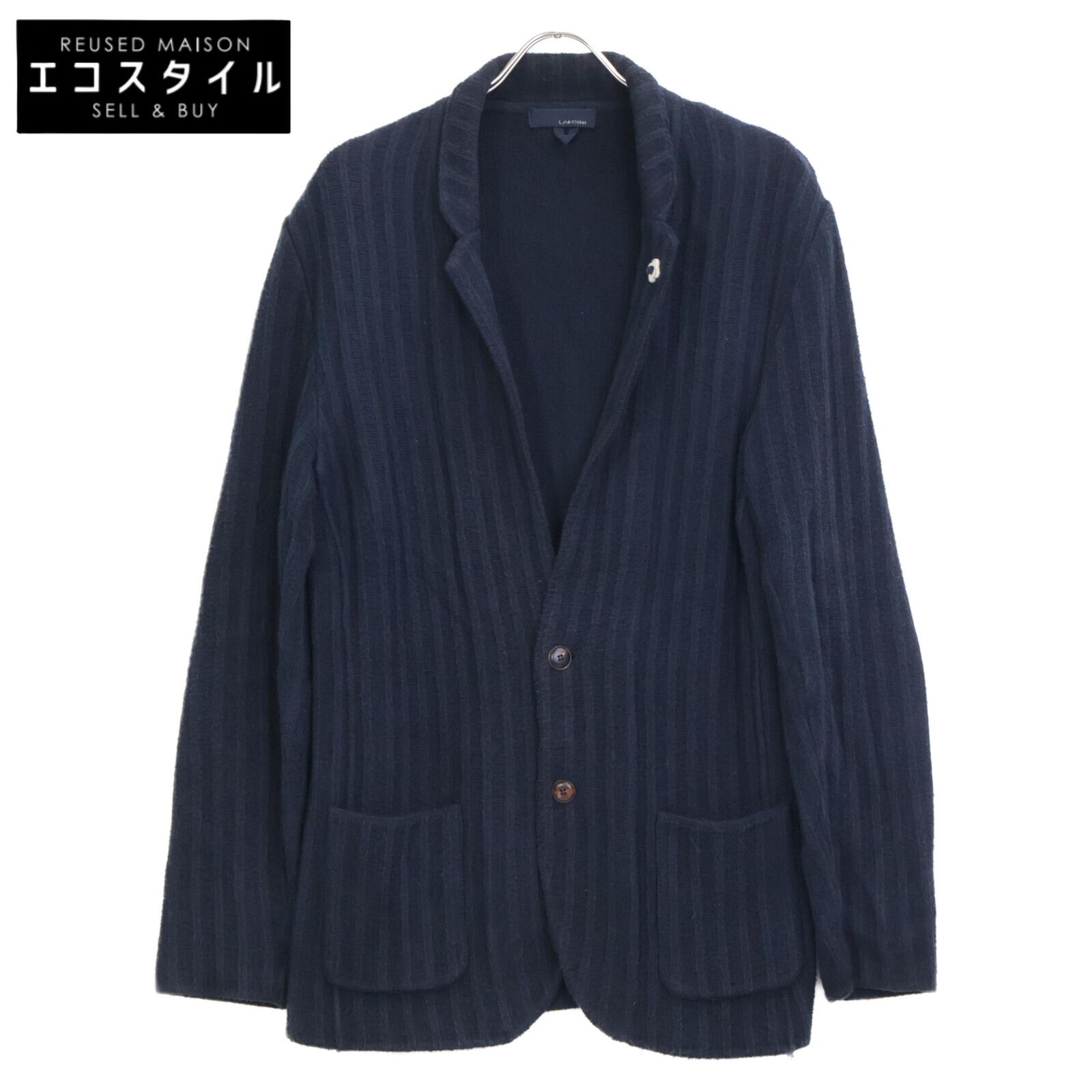 LARDINI ラルディーニ JKLJM22 ﾌﾞｰﾄﾆｴｰﾙ ﾈｲﾋﾞｰ ｽﾄﾗｲﾌﾟｺｯﾄﾝ 2Bﾆｯﾄｼﾞｬｹｯﾄ