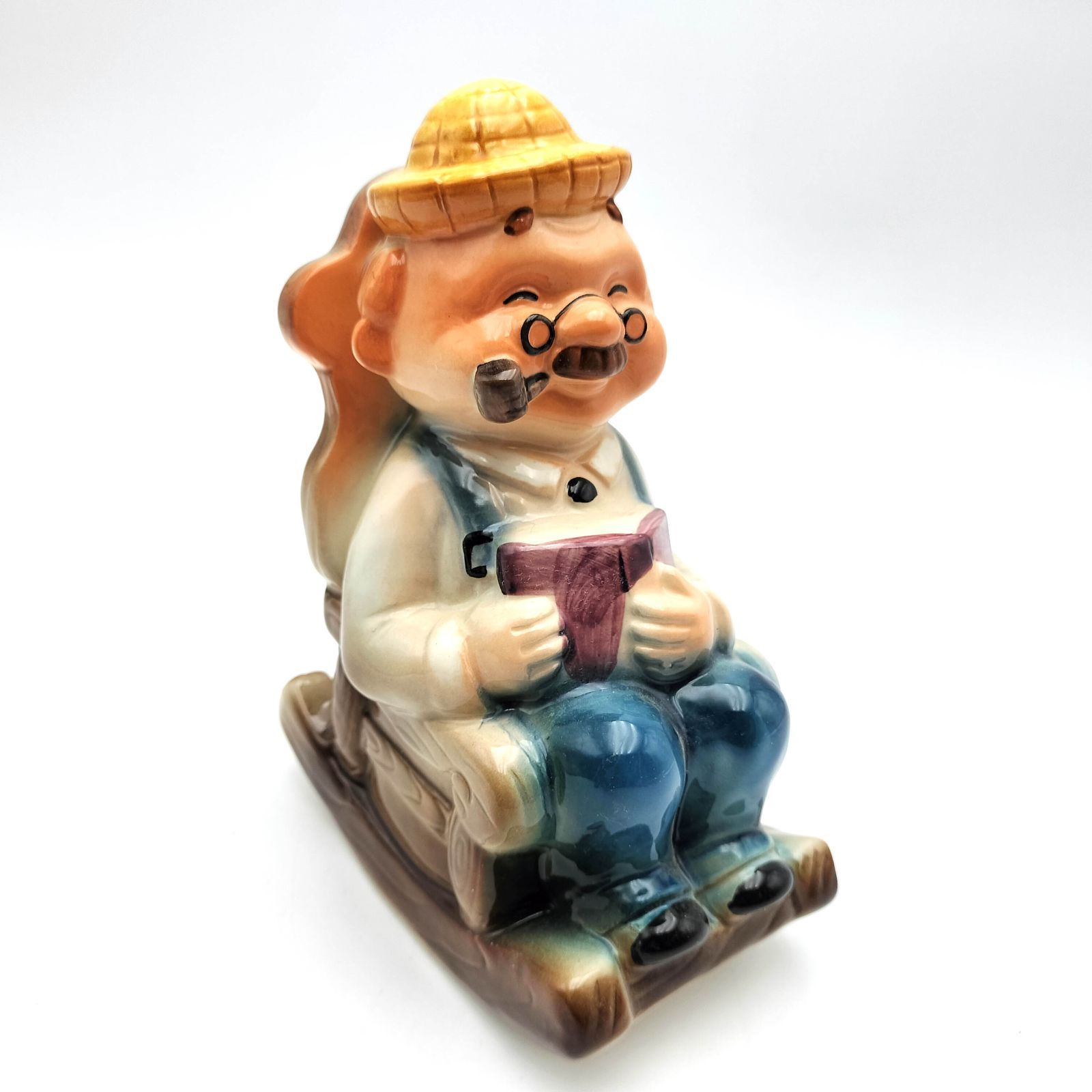 加藤工芸 陶器製 貯金箱 おじいちゃん ロッキングチェア ハンド