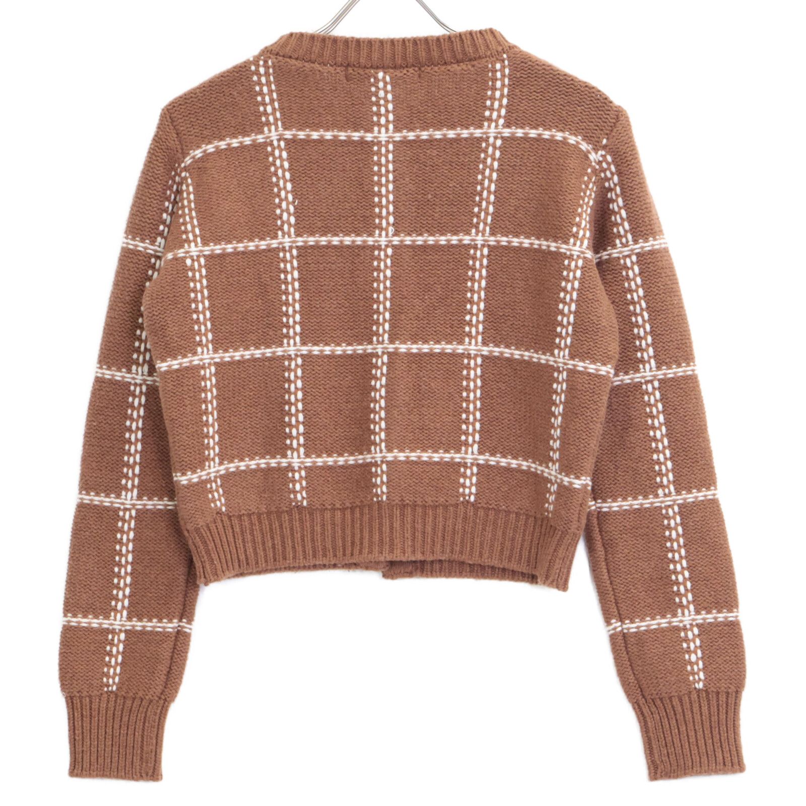 sheller シェリエ ﾌﾞﾗｳﾝ handmade check ensembl ｱﾝｻﾝﾌﾞﾙｶｰﾃﾞｨｶﾞﾝ F