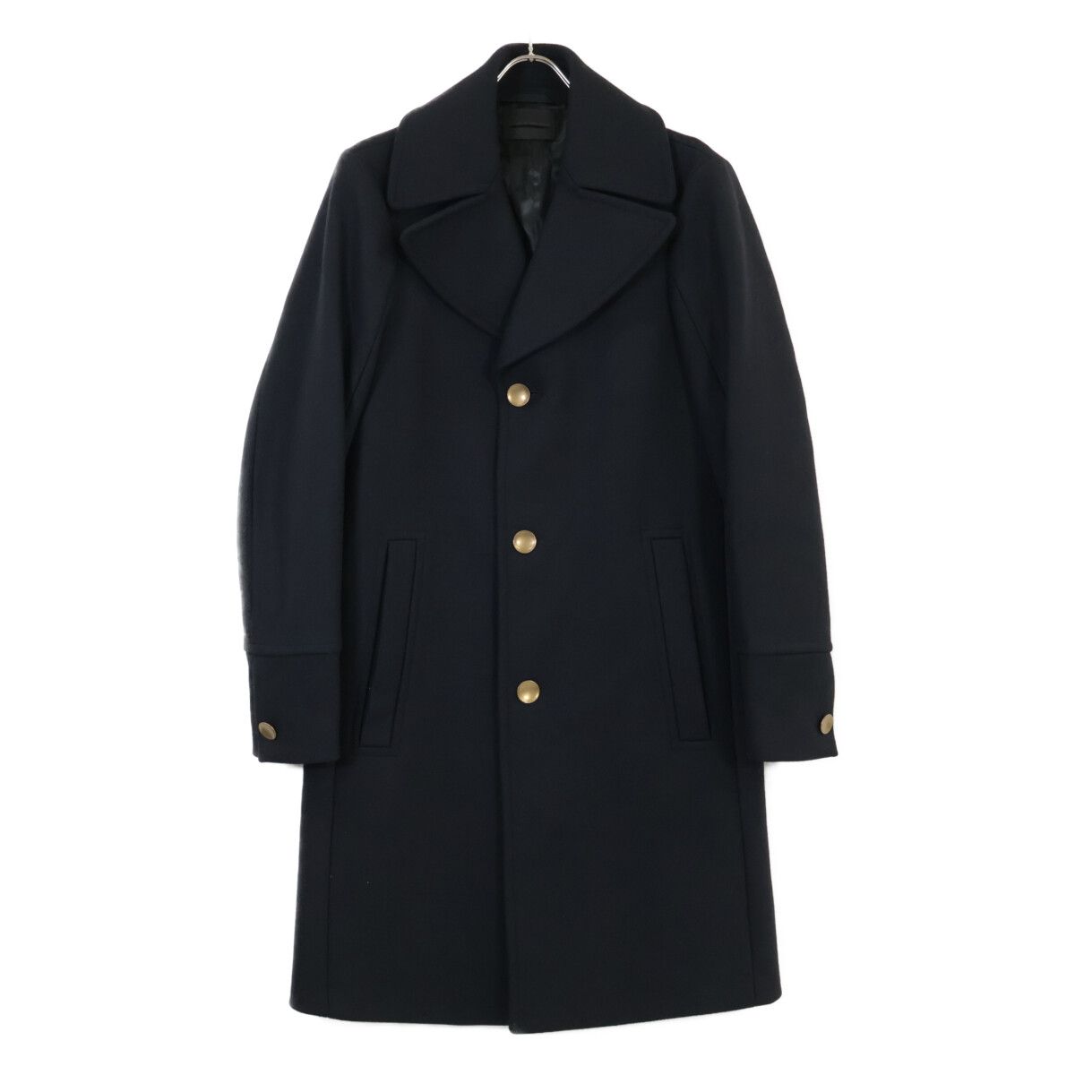 DIESEL BLACK GOLD チェスター コート バッジ黒 チェーン欠品 DIESEL BlackGold ディーゼルブラックゴールド ﾈｲﾋﾞｰ ｺｯﾄﾝ ﾁｪｽﾀｰｺｰﾄ 44