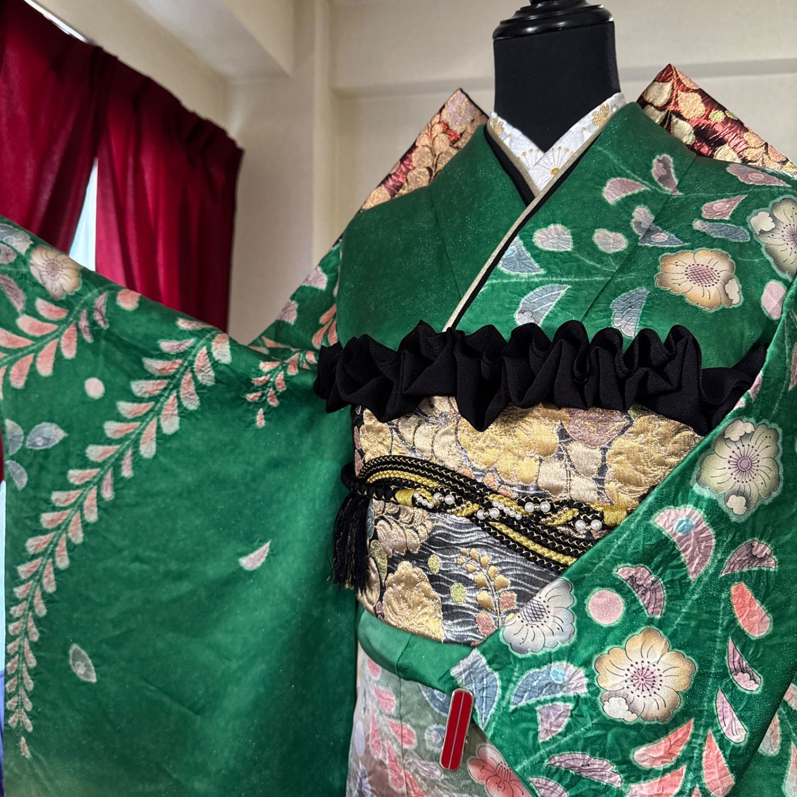 豪華振袖フルセット(6点)・袋帯・半衿・重ね衿・帯締め・帯揚げ