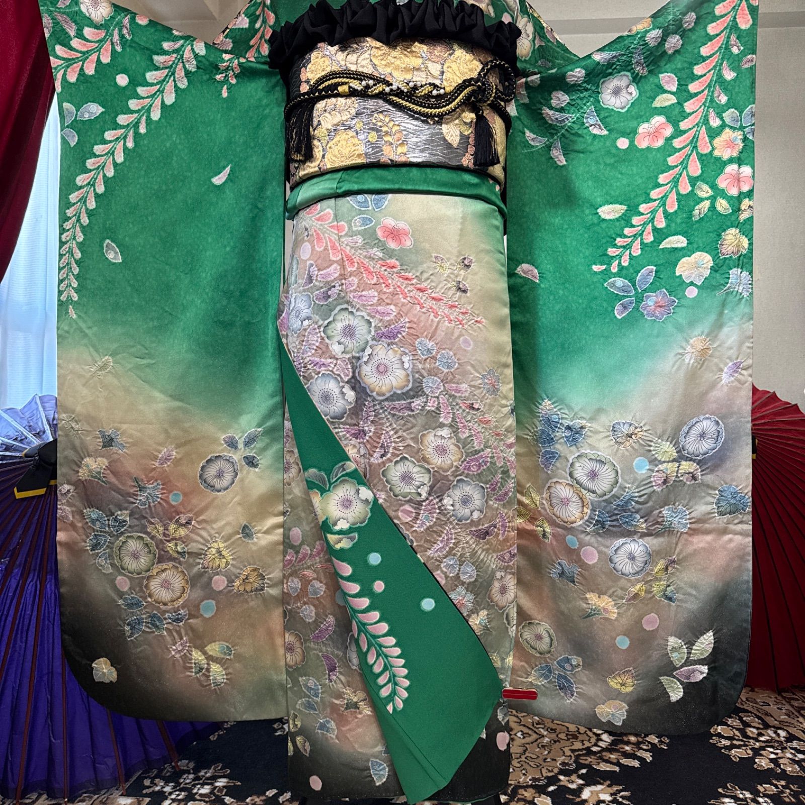 豪華振袖フルセット(6点)・袋帯・半衿・重ね衿・帯締め・帯揚げ