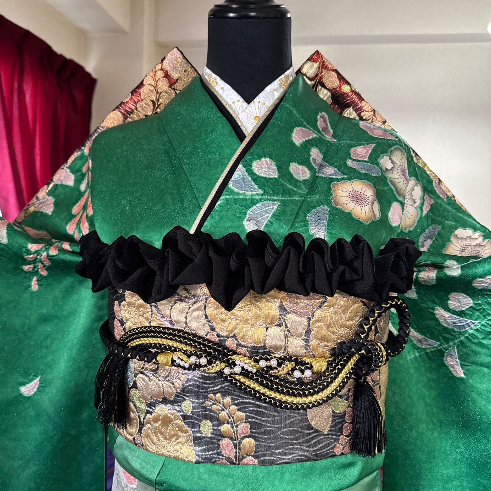 豪華振袖フルセット(6点)・袋帯・半衿・重ね衿・帯締め・帯揚げ