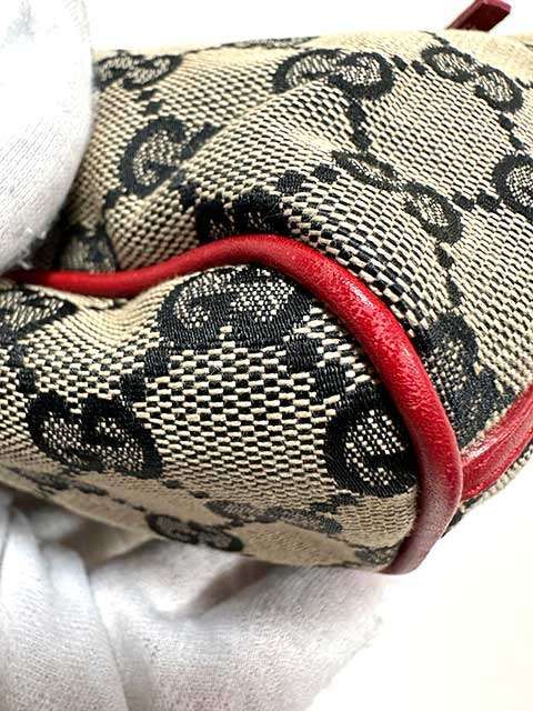中古】GUCCI グッチ ショルダーバッグ ネイビー レッド キャンバス 039
