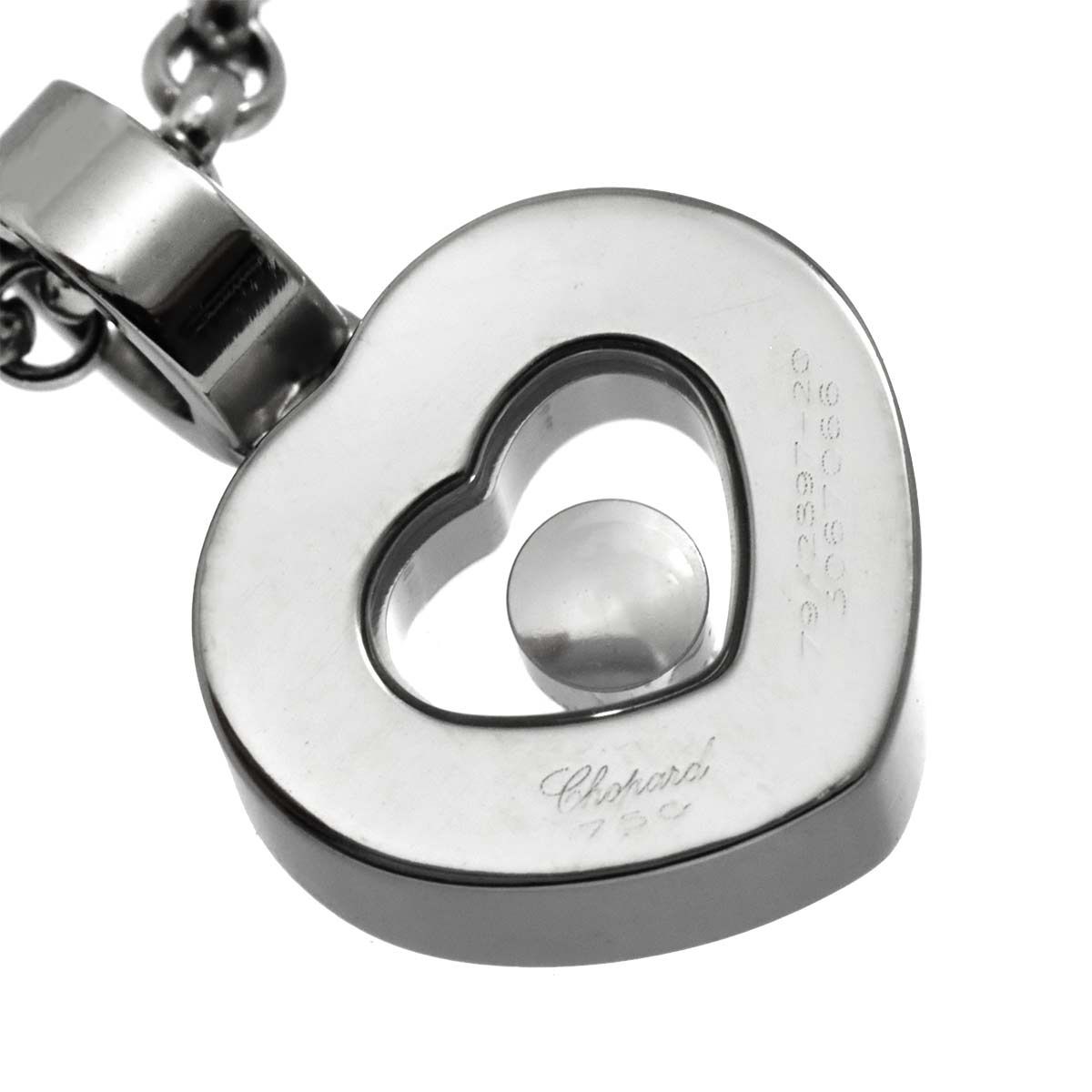 ショパール Chopard ハッピーダイヤ ハート ネックレス 42cm K18 WG