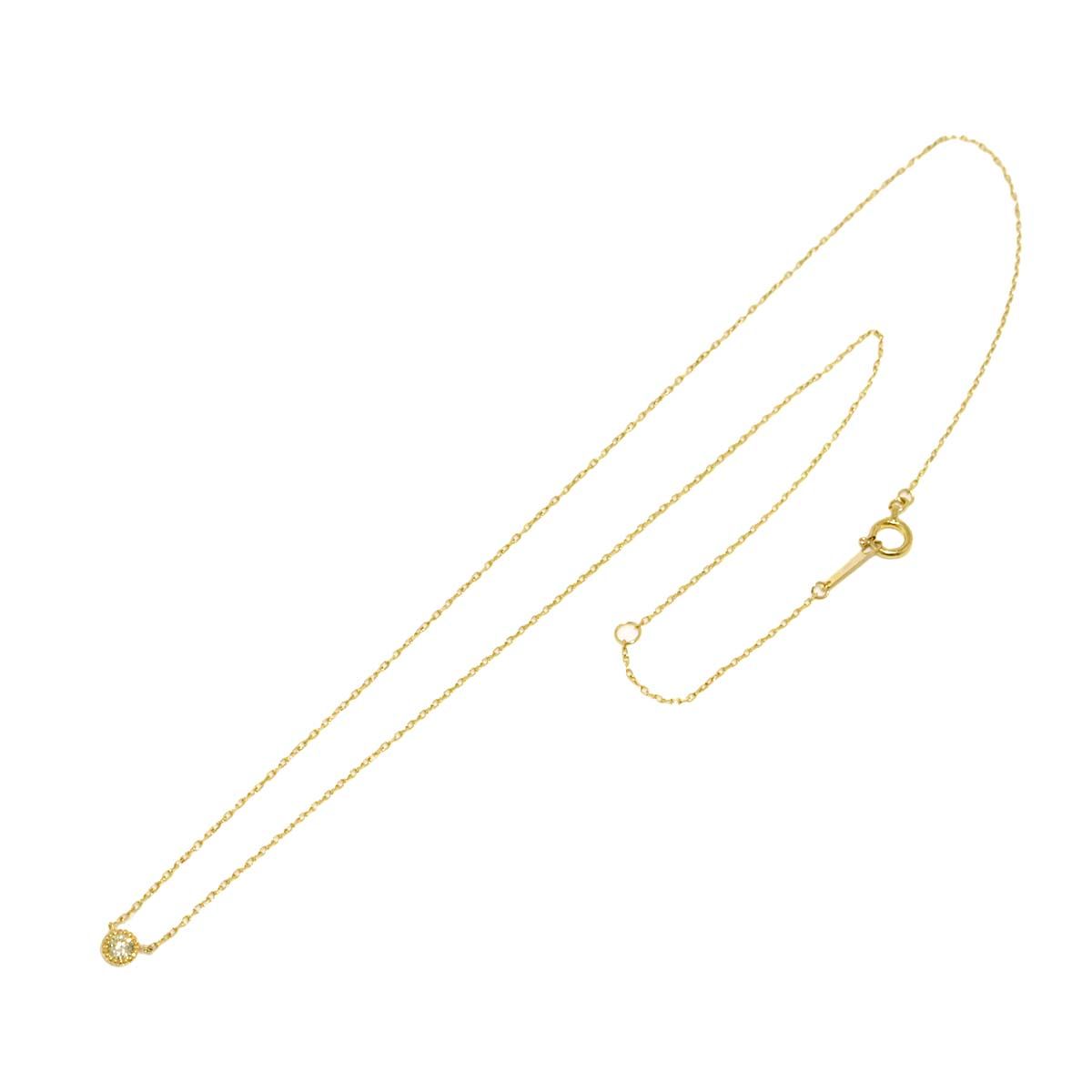 アガット agete ダイヤ 0.10ct ネックレス 41cm K18 YG イエロー 