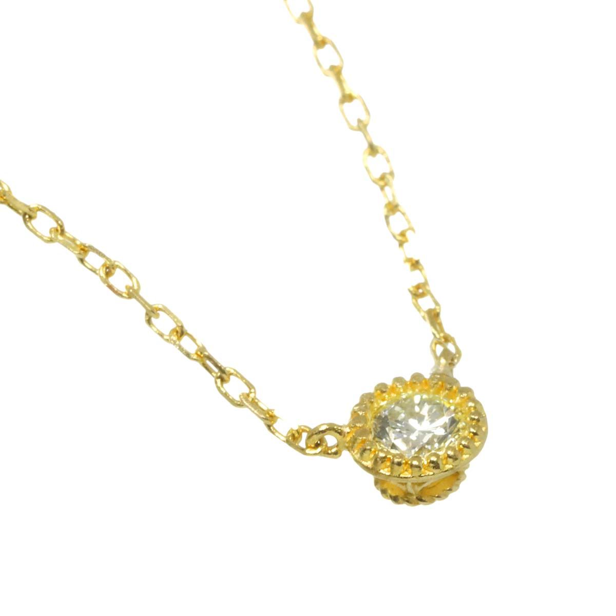 アガット agete ダイヤ 0.10ct ネックレス 41cm K18 YG イエロー 