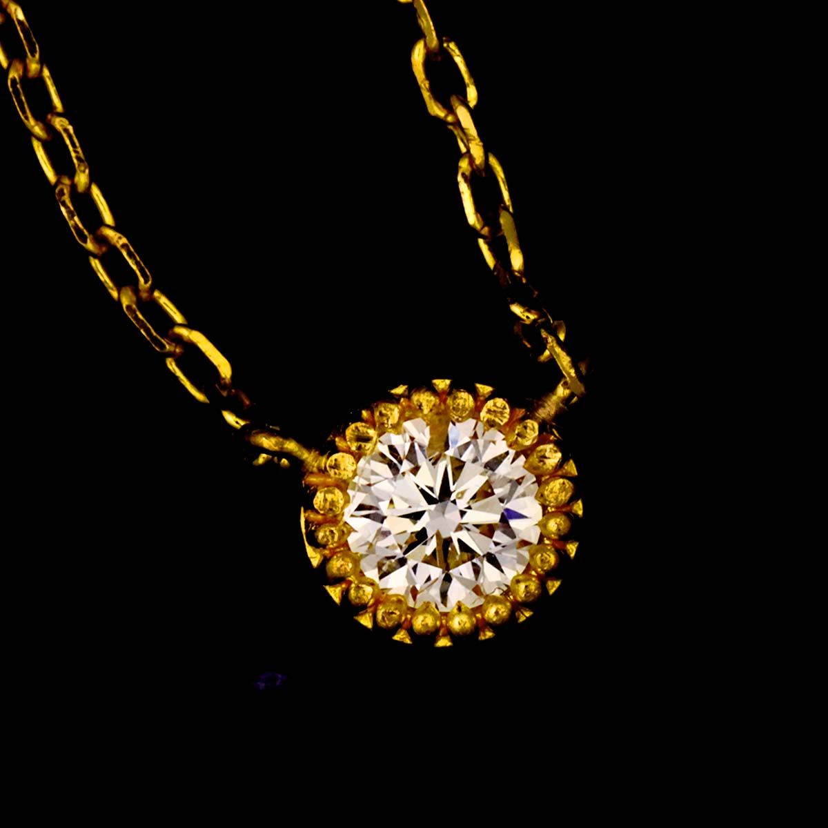 アガット agete ダイヤ 0.10ct ネックレス 41cm K18 YG イエロー 