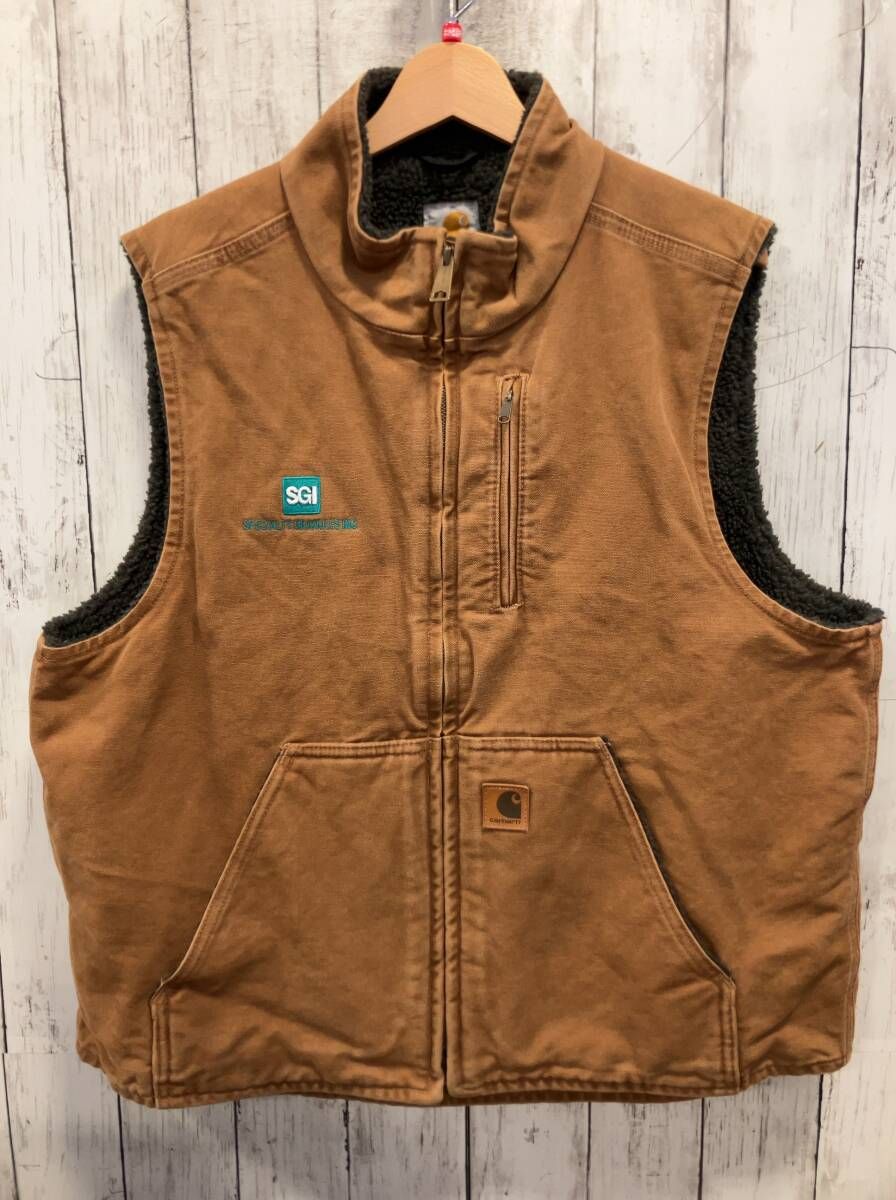 Carhartt carhartt カーハート ダックベスト 裏地ボア 企業ロゴ