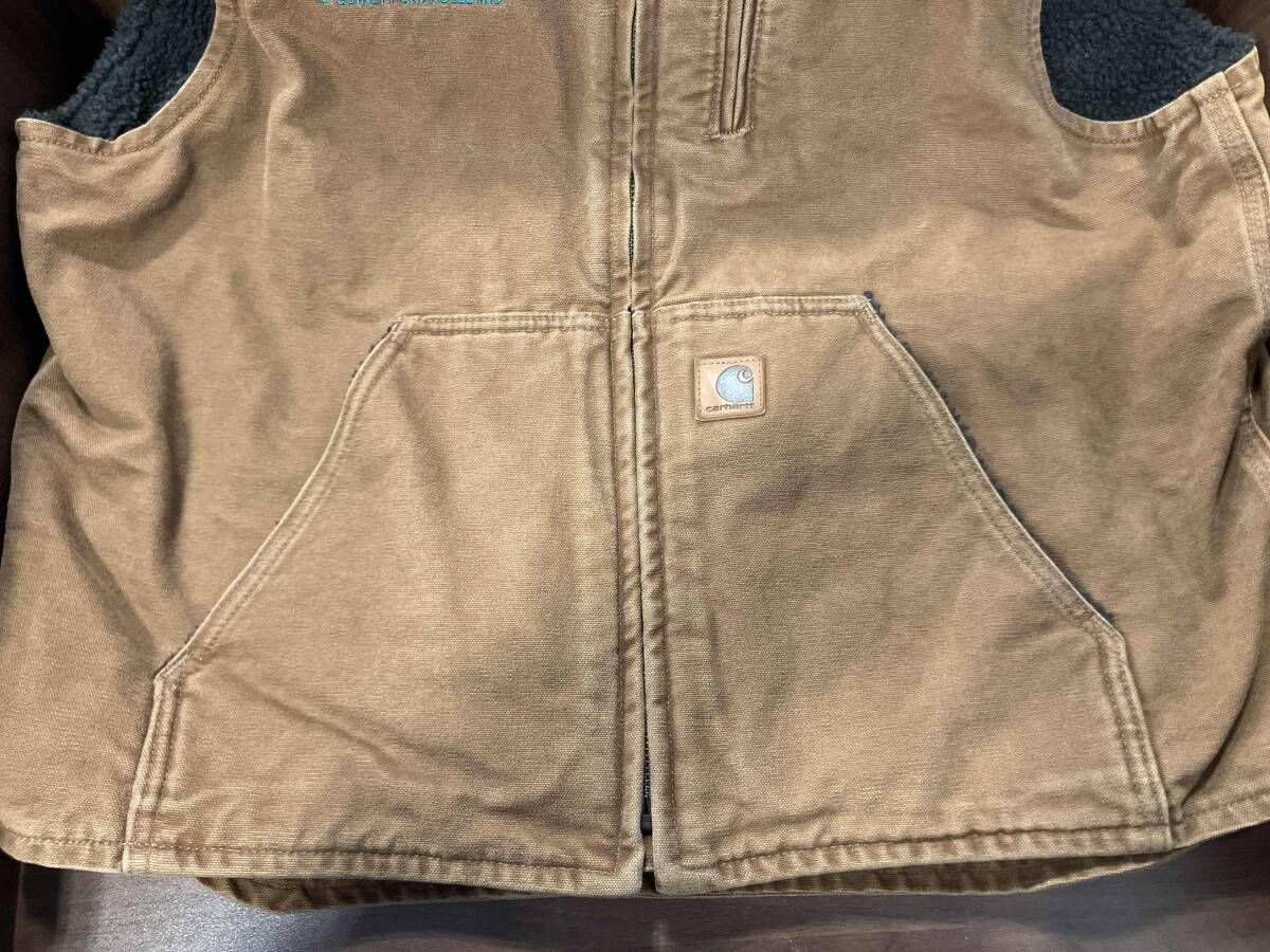 Carhartt carhartt カーハート ダックベスト 裏地ボア 企業ロゴ
